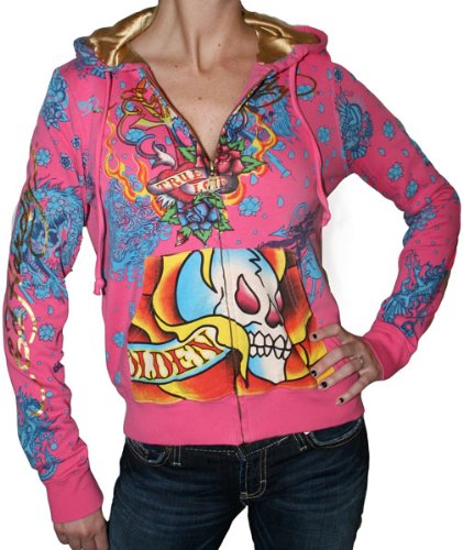 $  176 · ED HARDY by Christian Audigier Womens Tattoo Geisha Hoodie Hooded Swea.