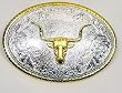 LONGHORN  STERLING SILVER/GOLD PLATED  BELT BUCKLE