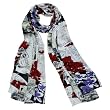 100% Satin Charmeuse Silk Newsprint Collage Long Scarf Shawl--in Various Colors