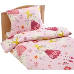 Kinzler Q-17228/10 Baumwoll Kinderbettw�sche Prinzessin Kissen 40 x 60 cm + Bettbezug 100 x 135 cm, rosa