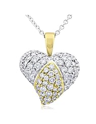 14K Two Tone Gold 2.18cttw Heart Shape Diamond Pendant