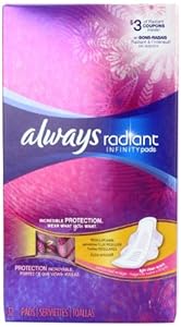 Always Radiant Infinity Regular With Wings Scented Pads 32 Count