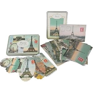Cavallini Paris Gift Set: 18 postcards in tin and 36 die cut gift tags