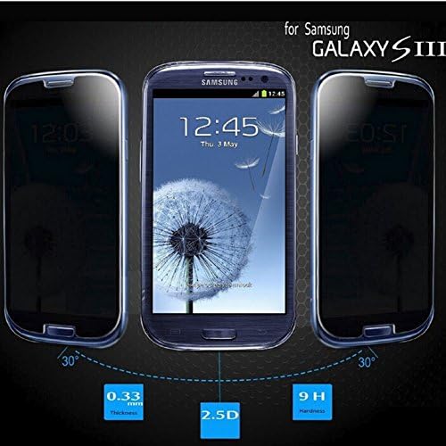 Antye Premium Anti Spy Privacy Tempered Glass Screen Protector for Samsung Galaxy S3 I9300, Bubbles-free Anti-shatter Screen Shield