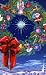 Christmas Wreath Village Large Flag