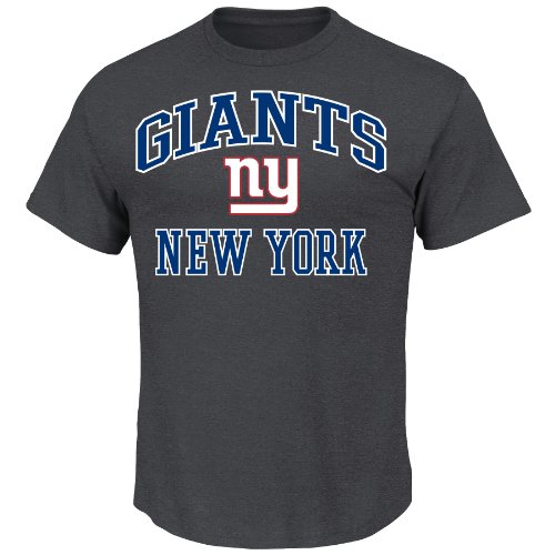 NFL Heart & Soul New York Giants Basic Tee, Charcoal Hearther, Large, Large