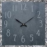 Indoor/Outdoor Slate Clock Black