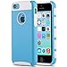 ULAK iPhone 5C Case, Slim Lightweight 2in1 iPhone 5C Cases Hybrid with Soft Rugged TPU Inner Skin and Hard PC Anti Scratches Protective Cover for Apple iPhone 5C -Aqua Blue+White