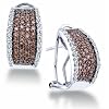 14k White Gold Channel Set Round White And Chocolate Brown Diamond U Shape Hoop Earrings 48 Cttw