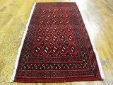1'10 x 3'11 Red Persian Hand Knotted Wool Torkaman Rug