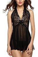 Avidlove Women Sexy Lingerie See-through Babydoll Halter Double Bowknot Chemise