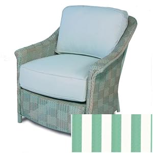 Lloyd Flanders Calypso Ocean Finish Lounge Chair With Cabana Stripe Spa Fabric by