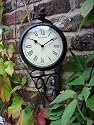 Black Garden Clock/Thermometer