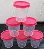 Tupperware 6 Pc Midget Set with Rose Pink Seals