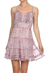 Sleeveless Spaghetti Strap   Tiered Leopard Print Mini Dress  With Ruffles and Pearls