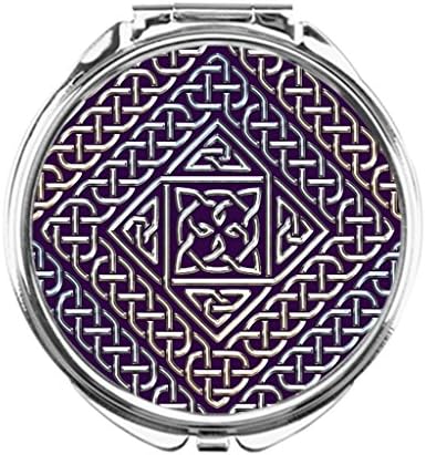 Dream Stage Silver Purple Square Shapes Celtic Knots Pattern Compact Mirror Favors
