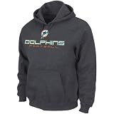 NFL Men's Miami Dolphins 1st and Goal IV Long Sleeve Hooded Fleece Pullover (Charcoal Heather, Large)