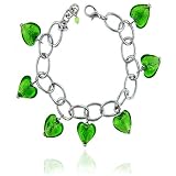 Green Heart Murano Glass Bracelets