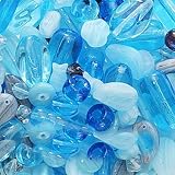 Czech Glass Bead Mix Assorted Shapes Aqua Capri Blue (2 Ounce)