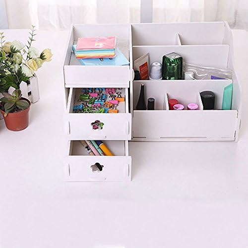 SULLI Fashion Creative Wooden Double Drawer DIY Cosmetic Make up Collection Organizer
