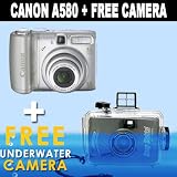 Canon PowerShot A580 8MP Digital Camera with 4x Optical Zoom + FREE Intova 35mm Daylight Sports Utility Waterproof Camera