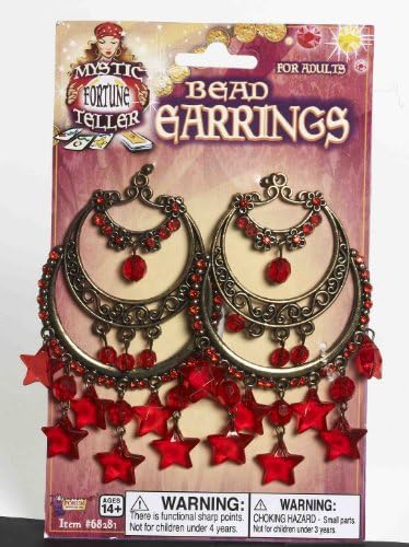 Mystic Fortune Teller Earrings with Red Stars