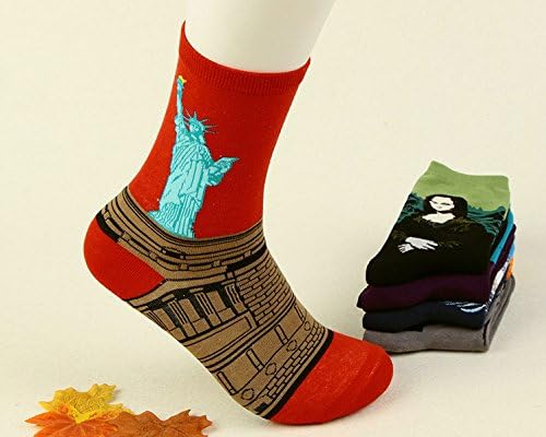 Sweet Closet 5 Pairs Famous Painting Casual Cotton mona lisa socks