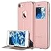 iPhone 7 Case, LONTECT Slim Thin View Window PU Leather Flip Case with Smart Unlock Metal Slide Touch for Apple iPhone 7 - Rose Gold
