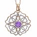 14K Yellow Gold Amethyst and Diamond Flower title=