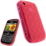 igadgitz Etui Housse Pochette en Gel cristal durable TPU (polyur�thane thermoplastique), Coque de couleur Rose et avec motif cercles pour BlackBerry Curve Gemini 8520 + protecteur d'�cran