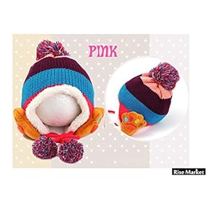 かわいい!! 子供用 帽子 ニット帽 イヤーキャップ付 あったか 猫 犬 パンダ 手袋セット (ピンクセット)