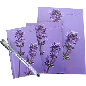 Lavender Boxed set of 3 notebooks with Pen, England