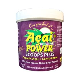 100% Organic Acai + Camu-Camu Freeze Dried Fruit Powder  Acai Power Scoop Plus (90 Grams)  Natural Antioxidant Booster