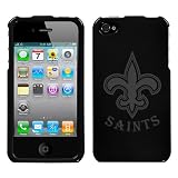 iPhone 4 Etched New Orleans Saints Black Snap on Hard Cover