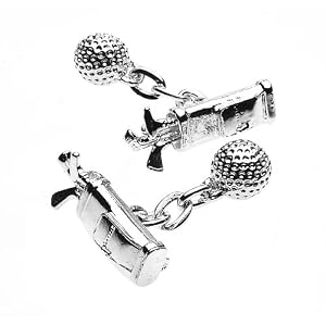Silver Plated Golf Ball and Bag Cufflinks by Christopher Simpson