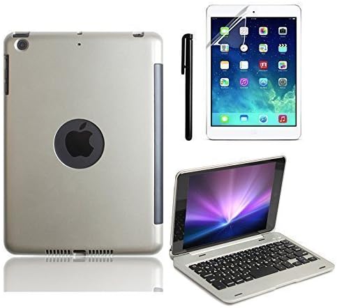 MM Power Bluetooth Keyboard Ultra Thin Folio Smart Stand Case Shell Cover For Apple iPad Mini 3/ iPad Mini 2 II With Retina Display With Auto Sleep/ Wake Up Feature (Sliver)