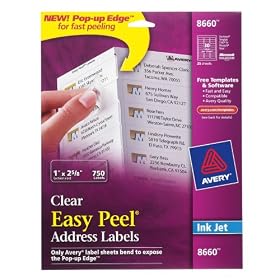 Avery Easy Peel 1 x 2 5/8 Inch Clear Address Label 750 Count (8660)