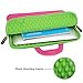 Evecase 13.3-14 inch Slim Portable Neoprene Carrying Laptop Sleeve Case Bag w/ Handles and Accessory Pocket (Hot Pink with Green Trim)