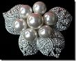 Silver Leaves and Pearls Pin B1P13