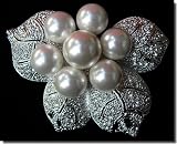 Silver Leaves and Pearls Pin B1P13