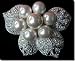 Silver Leaves and Pearls Pin B1P13