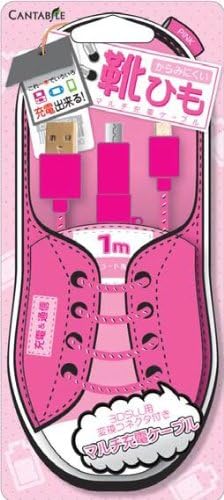 Shoelace 3ft Micro USB To USB Cable for Android,PS4 controller,PSvita(PCH-2000 series) included 3DS Pulg Adapter-Pink-