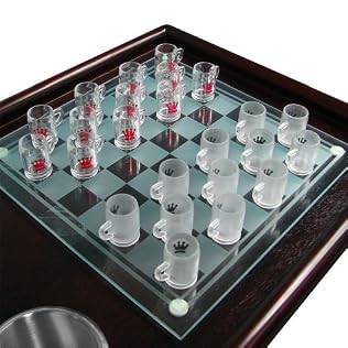 Beer Mug Checkers Set with Frosted Glass Board
