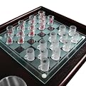 Beer Mug Checkers Set with Frosted Glass Board