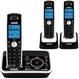 Vtech DECT 6.0 Black/White Expandable 3-Handset Cordless Phone System with Digital Answering Device and Caller ID (DS6221-3)