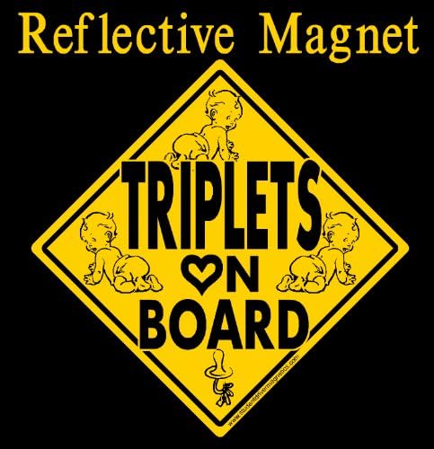 Triplets on Board Magnet Black & Yellow Reflective with Graphics