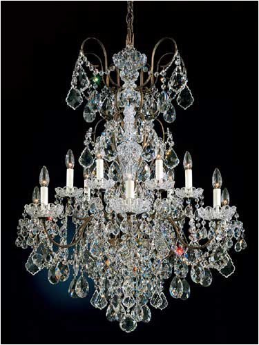Schonbek 3658-26SH New Orleans 14 Light Two Tier Chandelier in French Gold with Swarovski Strass Silver Shade crystal