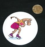 3" button / pin printed with skate, speed, ice, running, skating, sport, animal, guanaco