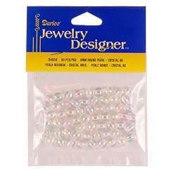 6mm Loose Round Pearls, Crystal Aurora Borealis, 60 Pc Pkg (1 Pack)