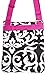 World Traveler Damask Cross Body Bag, Black and White with Pink Trim